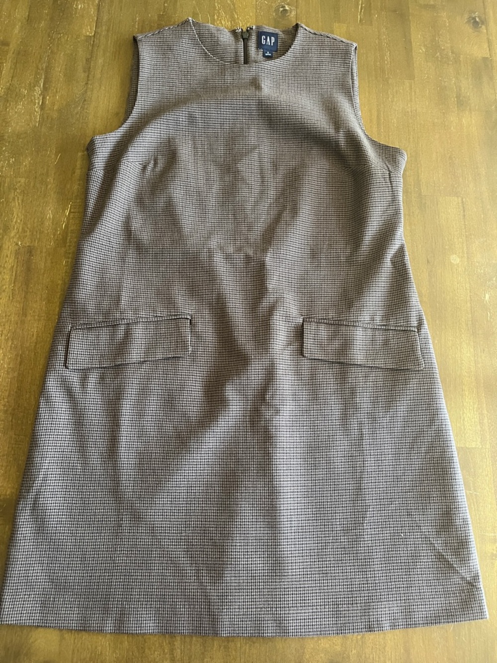 GAP Brown Checkered Sleeveless Shift Dress